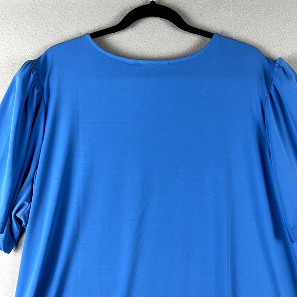 Susan Graver Tunic Top Womens 3X Liquid Knit Blue Puff Shoulder Stretch Casual - Picture 11 of 14